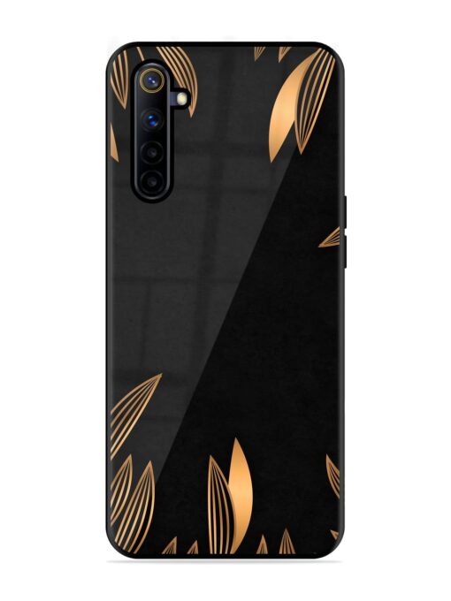 Golden Leaf Pattern Glossy Metal Phone Cover for Realme 6I