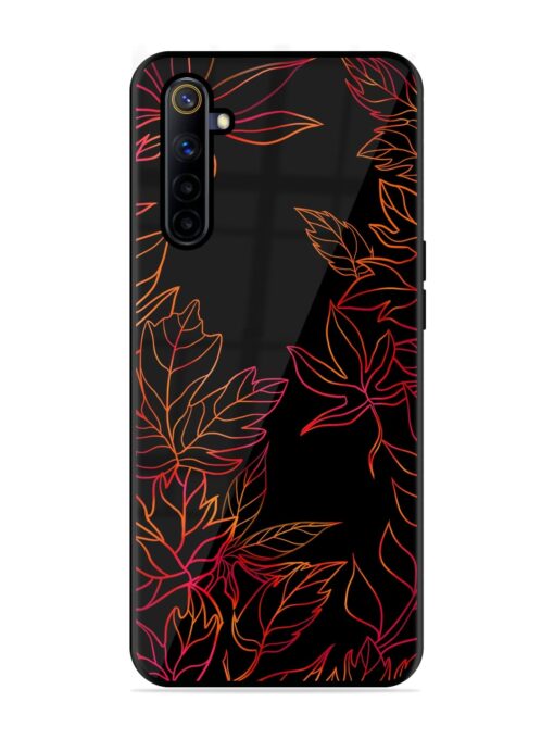 Red Floral Pattern Glossy Metal Phone Cover for Realme 6I Zapvi