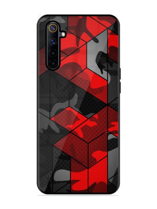 Royal Red Camouflage Pattern Glossy Metal Phone Cover for Realme 6I Zapvi