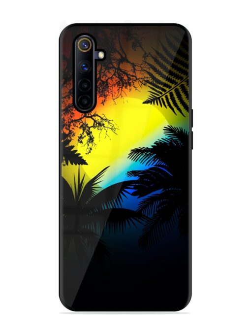 Colorful Sunset With Palm Trees Glossy Metal Phone Cover for Realme 6I Zapvi