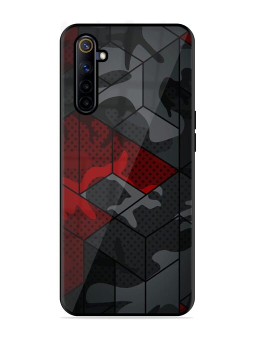 Red And Grey Pattern Glossy Metal Phone Cover for Realme 6I Zapvi