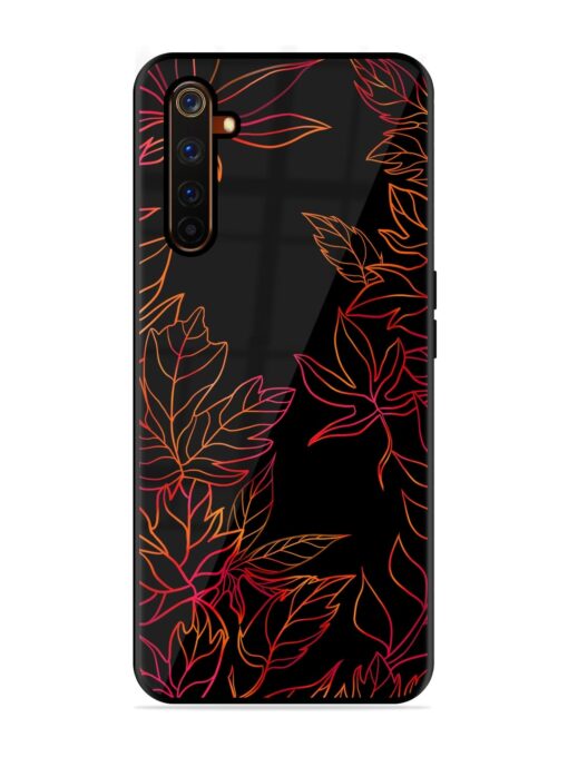 Red Floral Pattern Glossy Metal Phone Cover for Realme 6 Pro Zapvi