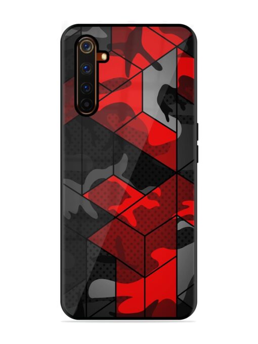 Royal Red Camouflage Pattern Glossy Metal Phone Cover for Realme 6 Pro