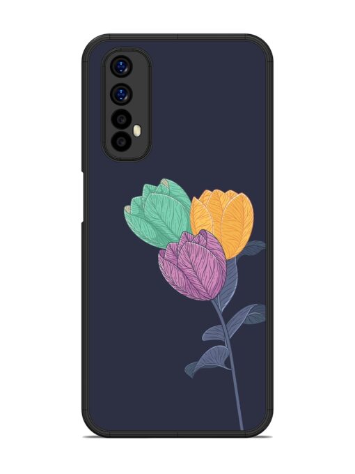 Flower Vector Glossy Metal Phone Cover for Realme 7