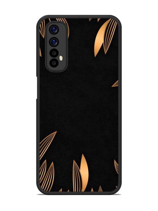 Golden Leaf Pattern Glossy Metal Phone Cover for Realme 7