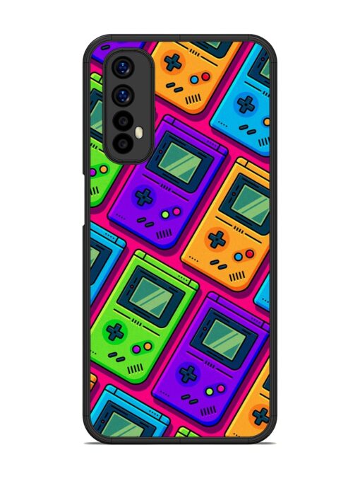 Game Seamless Pattern Glossy Metal Phone Cover for Realme 7