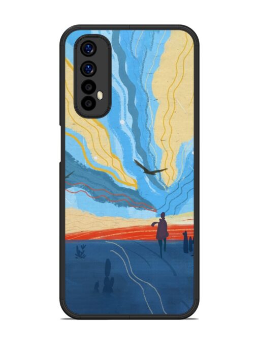 Minimal Abstract Landscape Glossy Metal Phone Cover for Realme 7