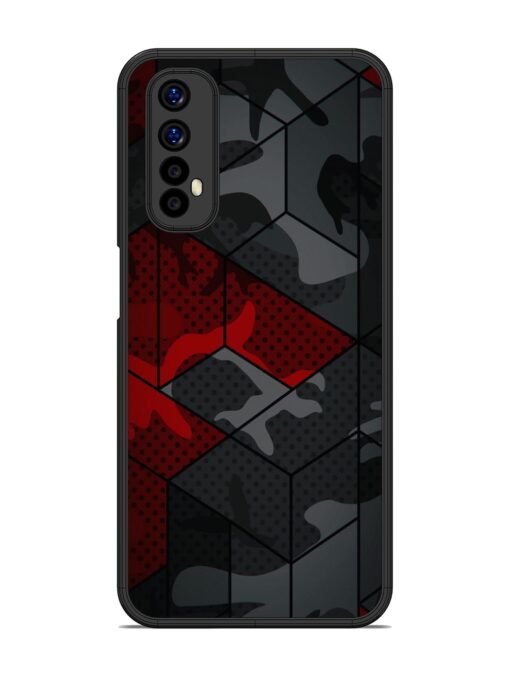 Red And Grey Pattern Glossy Metal Phone Cover for Realme 7