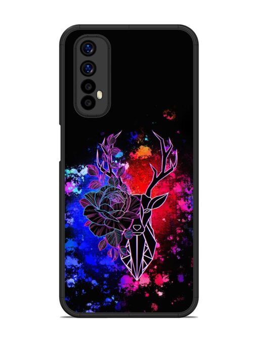 Floral Deer Art Glossy Metal Phone Cover for Realme 7 Zapvi