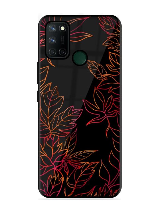 Red Floral Pattern Glossy Metal Phone Cover for Realme 7I