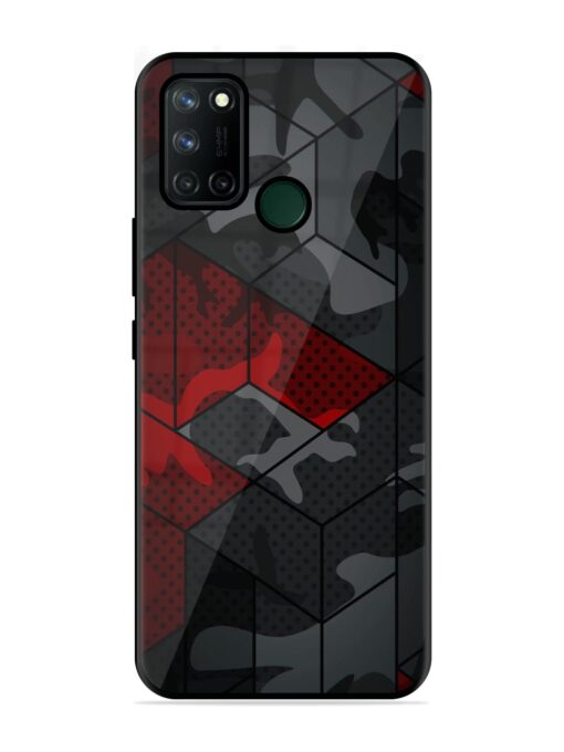 Red And Grey Pattern Glossy Metal Phone Cover for Realme 7I