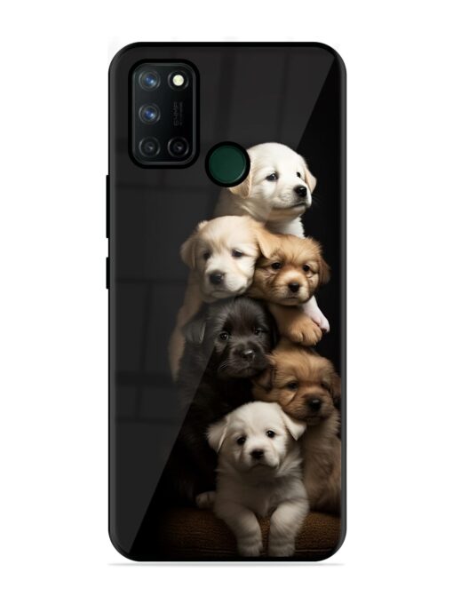 Cute Baby Dogs Glossy Metal Phone Cover for Realme 7I