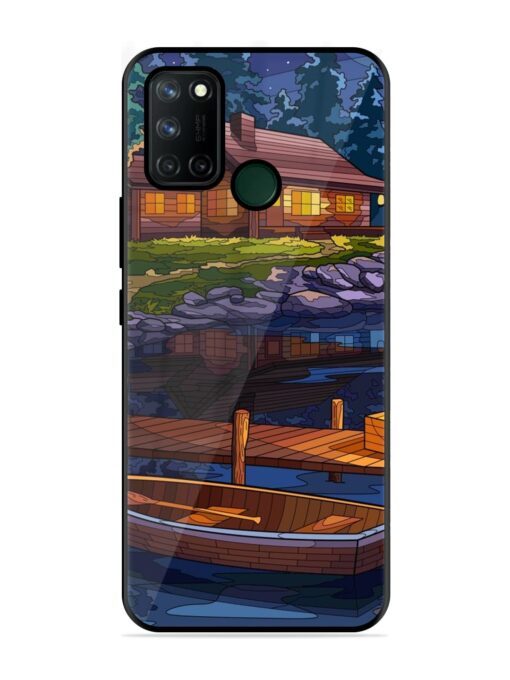 Village Night Scene Glossy Metal Phone Cover for Realme 7I Zapvi