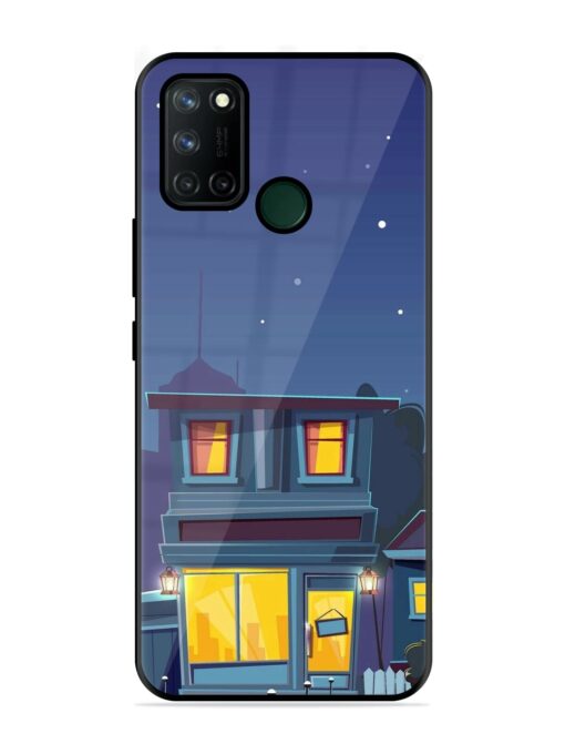 Vector Night House Glossy Metal Phone Cover for Realme 7I