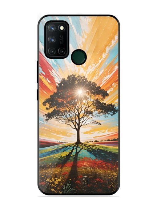 Abstract Tree Colorful Art Glossy Metal Phone Cover for Realme 7I Zapvi