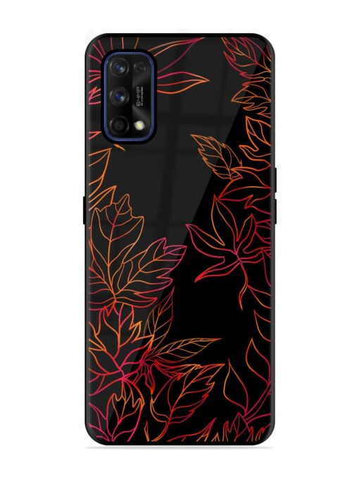 Red Floral Pattern Glossy Metal Phone Cover for Realme 7 Pro Zapvi