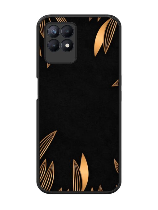 Golden Leaf Pattern Glossy Metal Phone Cover for Realme 8I Zapvi