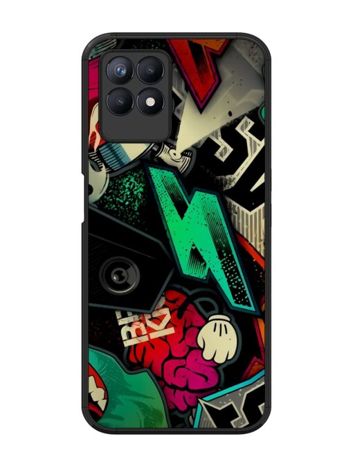 Graffiti Art Glossy Metal Phone Cover for Realme 8I Zapvi