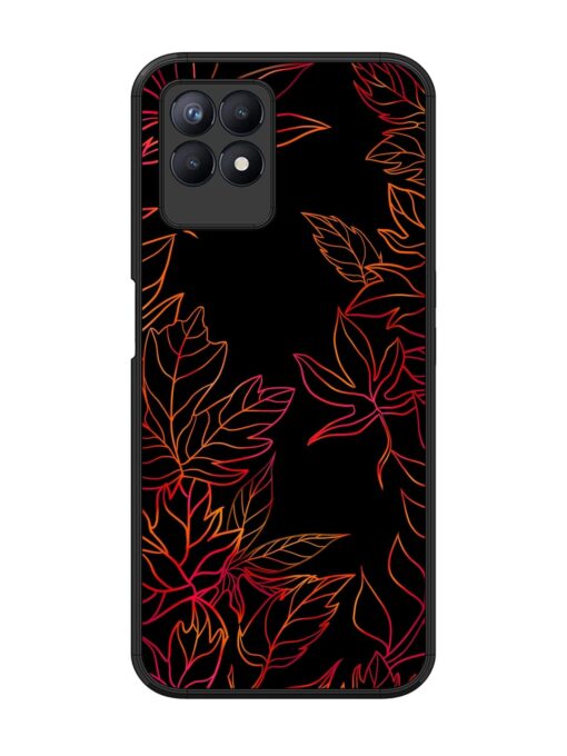 Red Floral Pattern Glossy Metal Phone Cover for Realme 8I Zapvi