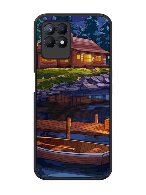 Village Night Scene Glossy Metal Phone Cover for Realme 8I Zapvi