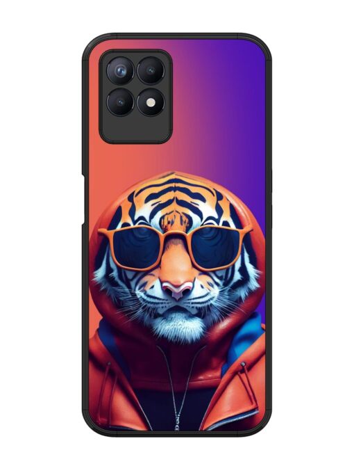 Tiger Animation Glossy Metal Phone Cover for Realme 8I Zapvi