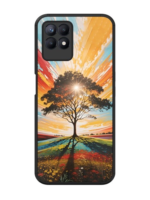 Abstract Tree Colorful Art Glossy Metal Phone Cover for Realme 8I Zapvi