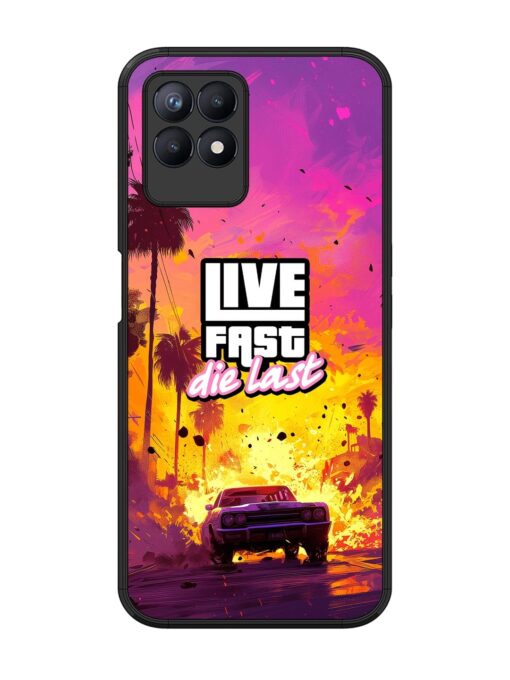 Live Fast Glossy Metal Phone Cover for Realme 8I Zapvi