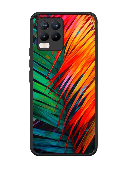 Painted Tropical Leaves Glossy Metal Phone Cover for Realme 8 Pro Zapvi