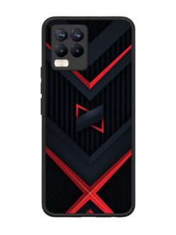 Red Gray Abstract Glossy Metal Phone Cover for Realme 8 Pro