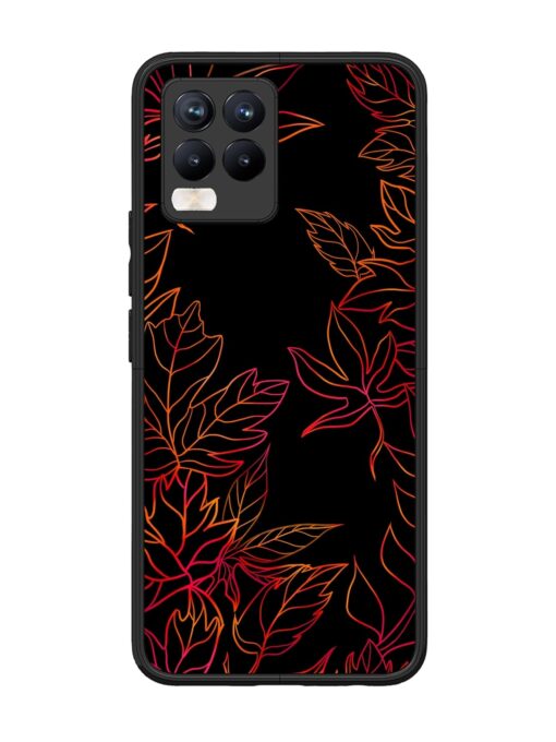 Red Floral Pattern Glossy Metal Phone Cover for Realme 8 Pro Zapvi