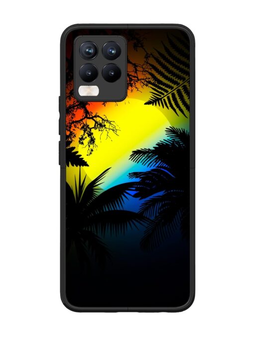 Colorful Sunset With Palm Trees Glossy Metal Phone Cover for Realme 8 Pro