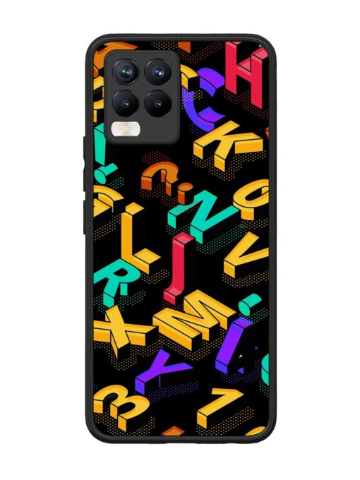 Seamless Pattern With Letters Glossy Metal Phone Cover for Realme 8 Pro Zapvi