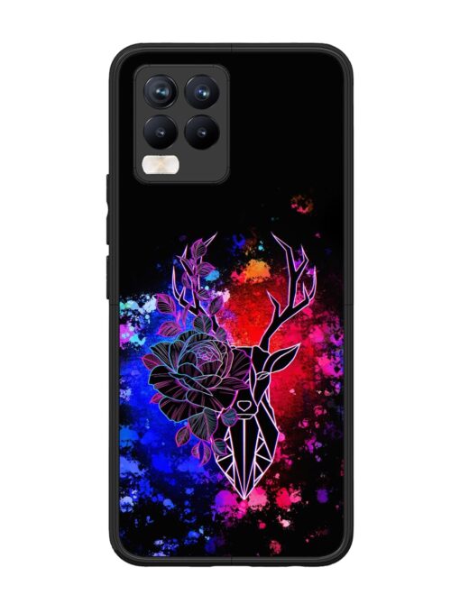 Floral Deer Art Glossy Metal Phone Cover for Realme 8 Pro