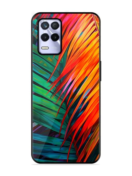 Painted Tropical Leaves Glossy Metal Phone Cover for Realme 8S (5G) Zapvi