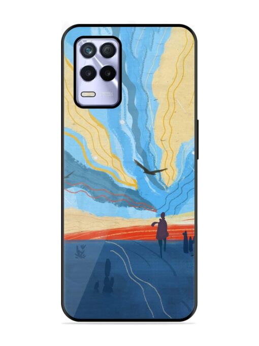 Minimal Abstract Landscape Glossy Metal Phone Cover for Realme 8S (5G) Zapvi