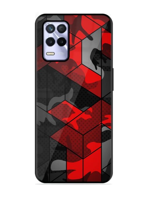 Royal Red Camouflage Pattern Glossy Metal Phone Cover for Realme 8S (5G) Zapvi