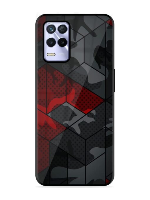 Red And Grey Pattern Glossy Metal Phone Cover for Realme 8S (5G) Zapvi