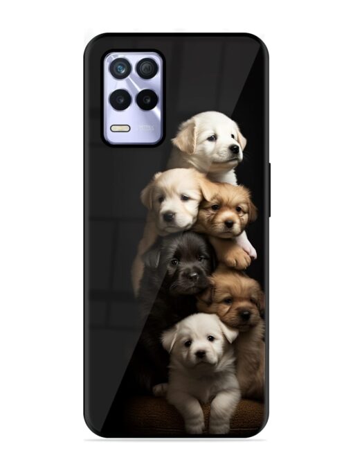 Cute Baby Dogs Glossy Metal Phone Cover for Realme 8S (5G)