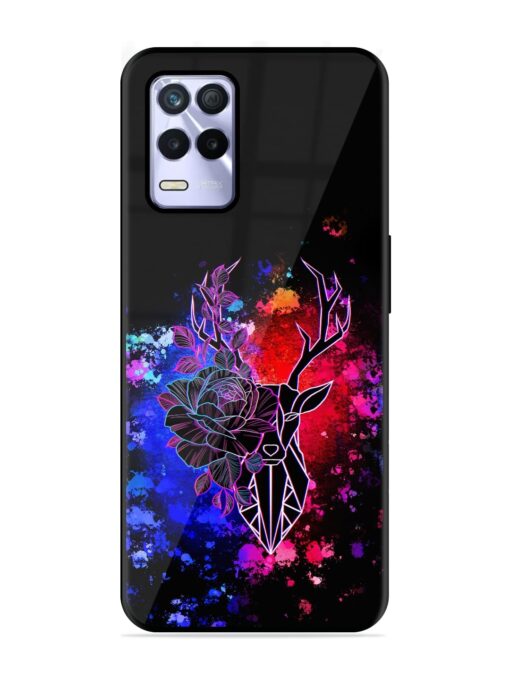 Floral Deer Art Glossy Metal Phone Cover for Realme 8S (5G) Zapvi