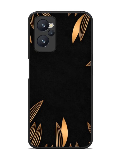 Golden Leaf Pattern Glossy Metal Phone Cover for Realme 9I (4G) Zapvi