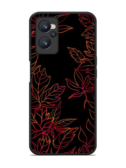 Red Floral Pattern Glossy Metal Phone Cover for Realme 9I (4G)