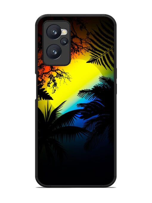 Colorful Sunset With Palm Trees Glossy Metal Phone Cover for Realme 9I (4G)