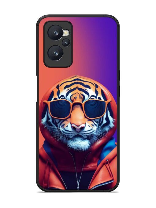 Tiger Animation Glossy Metal Phone Cover for Realme 9I (4G) Zapvi