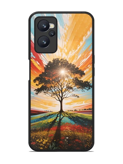 Abstract Tree Colorful Art Glossy Metal Phone Cover for Realme 9I (4G) Zapvi