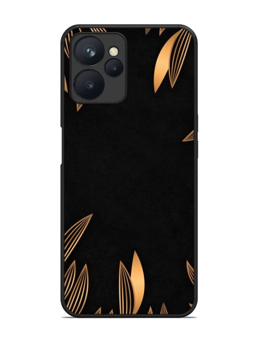 Golden Leaf Pattern Glossy Metal Phone Cover for Realme 9I (5G) Zapvi