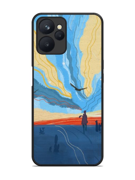 Minimal Abstract Landscape Glossy Metal Phone Cover for Realme 9I (5G)