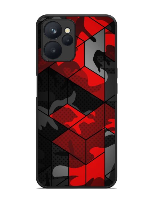 Royal Red Camouflage Pattern Glossy Metal Phone Cover for Realme 9I (5G) Zapvi