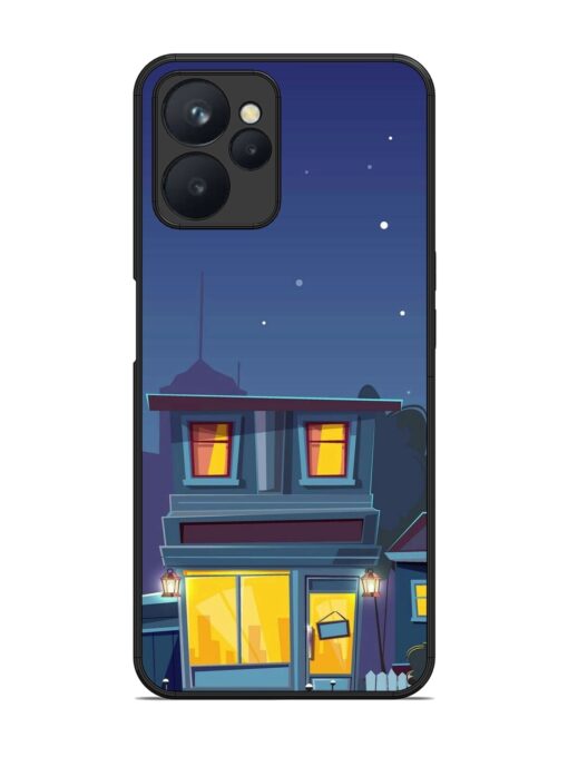 Vector Night House Glossy Metal Phone Cover for Realme 9I (5G)