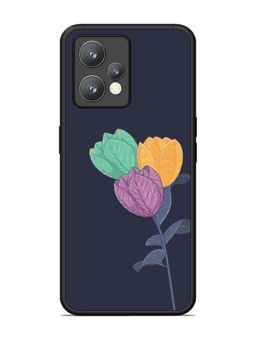 Flower Vector Glossy Metal Phone Cover for Realme 9 Pro Plus (5G)