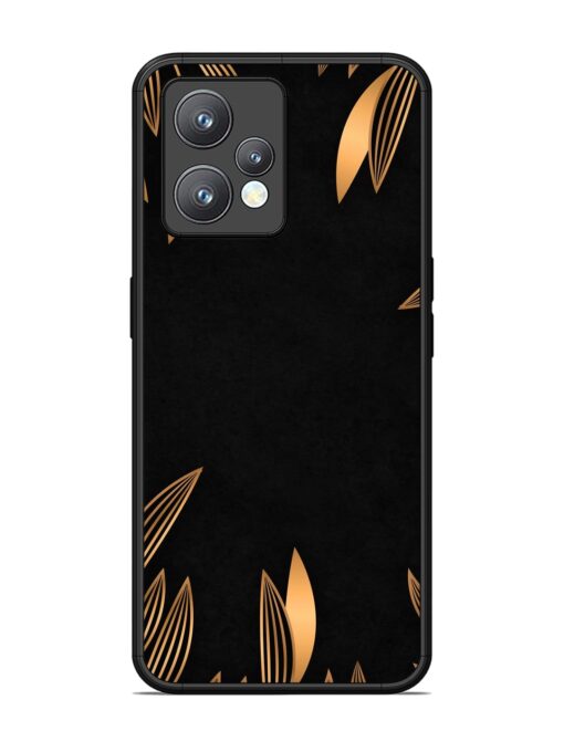 Golden Leaf Pattern Glossy Metal Phone Cover for Realme 9 Pro Plus (5G)